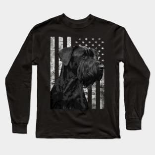 Urban Schnauzer American Flag Statement Tee for Canine Aficionados Long Sleeve T-Shirt